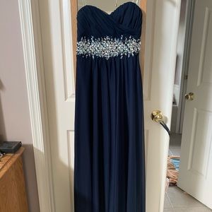 Navy floor length formal gown